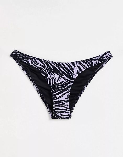 Topshop – Bikinihose mit Tigermuster und hohem Beinausschnitt in Flieder-Li günstig online kaufen
