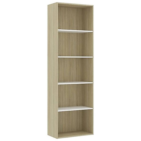 vidaXL Bücherregal Bücherregal 5 Fächer Weiß Sonoma Eiche 60x30x189 cm Span günstig online kaufen