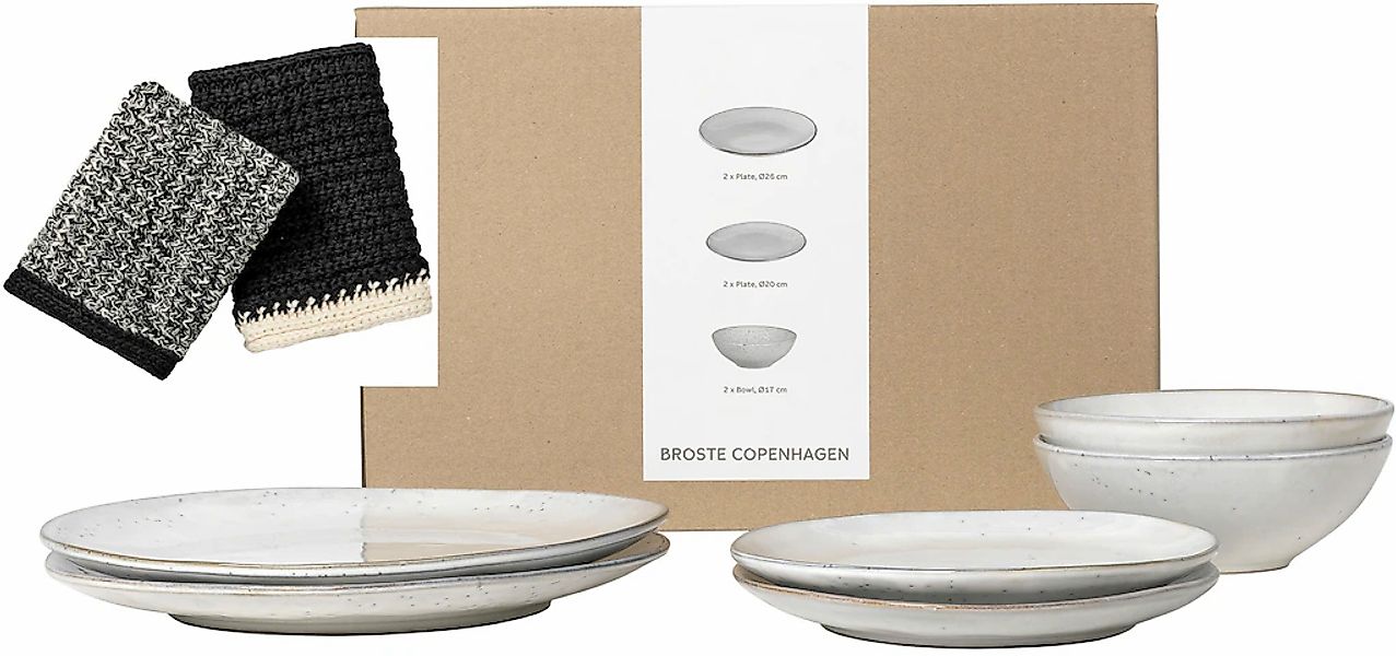 Broste Copenhagen Geschirr-Set "Nordic Sand, inklusive Spültuch Set aus 100 günstig online kaufen
