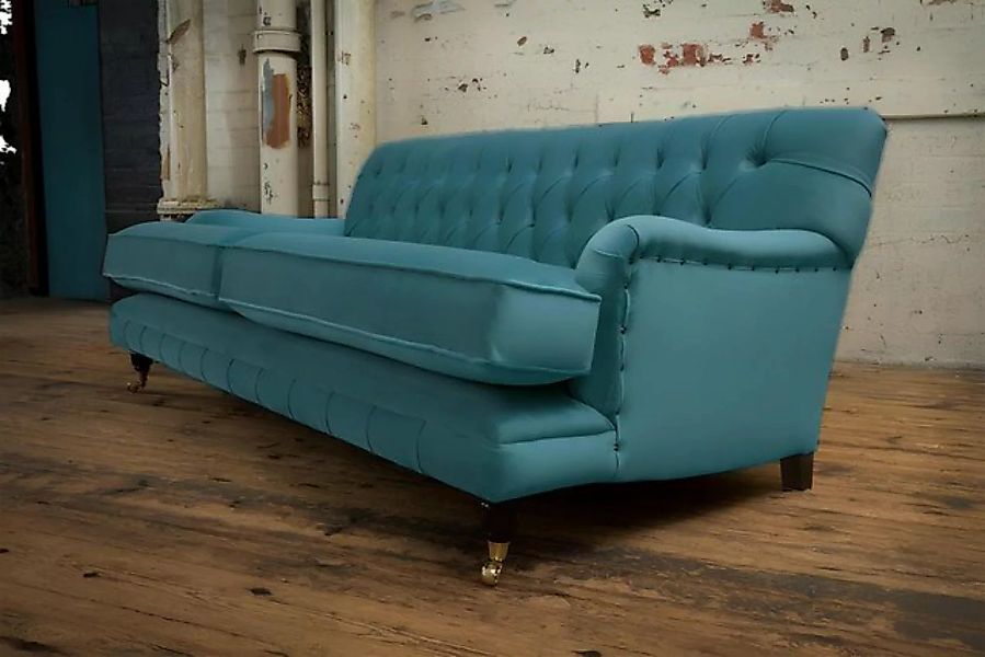 Xlmoebel Sofa Designer-Sofa in Türkis, XXL 3-Sitzer mit Leder- und Stoffbez günstig online kaufen