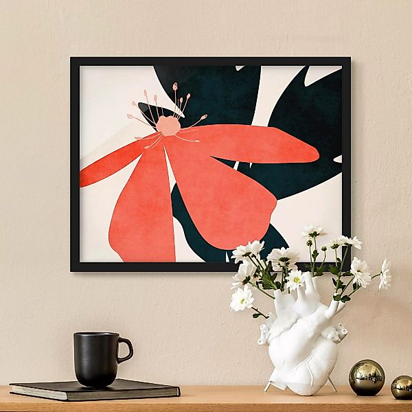 Bild mit Rahmen Florale Schönheit Rosa und Blau günstig online kaufen