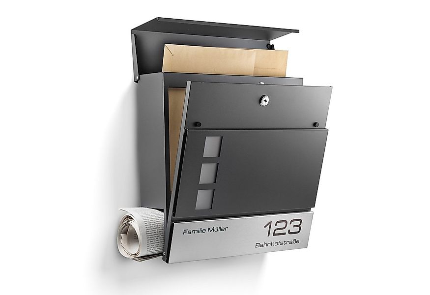 NewHabitat Briefkasten Moderner Wandbriefkasten Personalisierbar Anthrazit günstig online kaufen