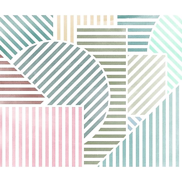 Komar Vliestapete Jeux de Lignes Bonbon 300 cm x 250 cm Bunt günstig online kaufen