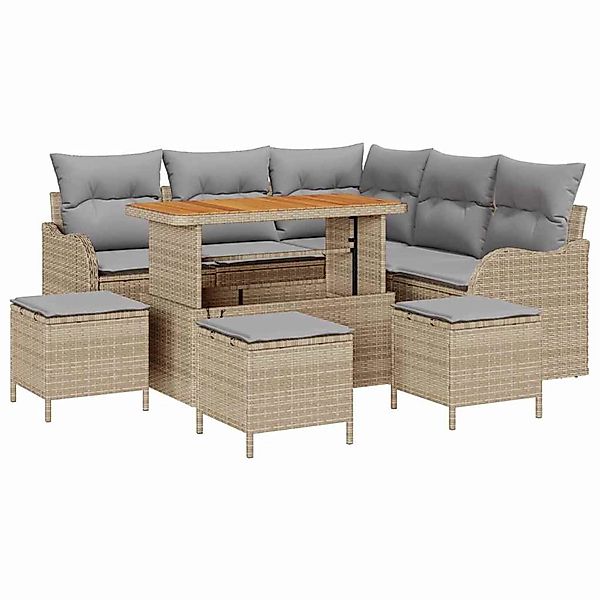 vidaXL Garten-Sofa-Set 9-Tlg Beige Poly Rattan 3362272 günstig online kaufen