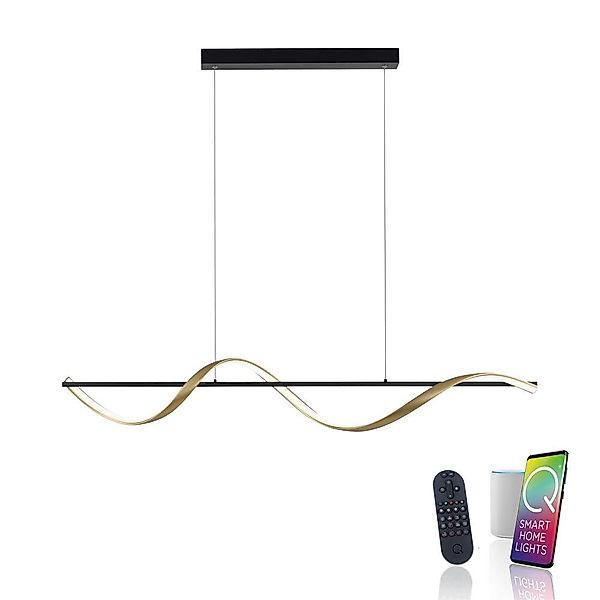 Q-Smart LED Pendelleuchte Q-Swing in Anthrazit und Messing-matt 24W 3100lm günstig online kaufen