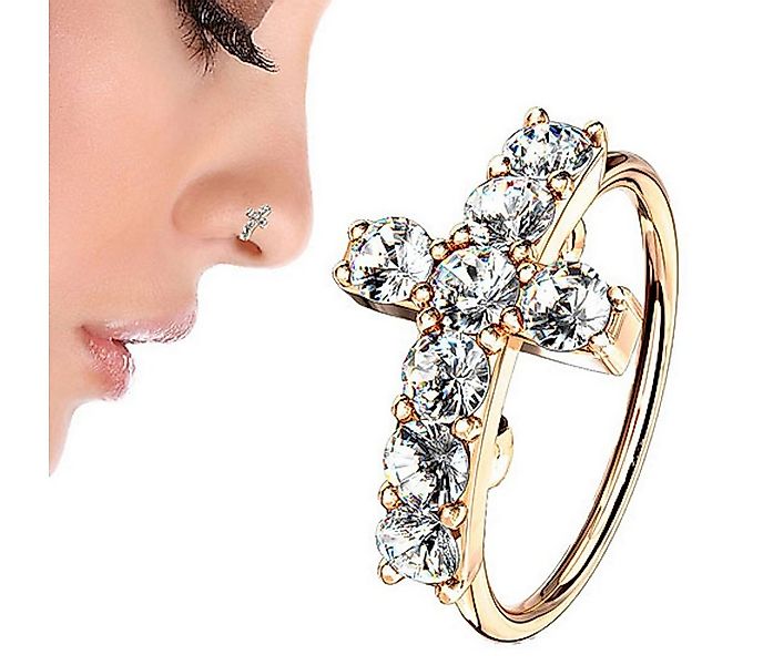 Taffstyle Nasenpiercing Piercing Biegbar Kreuz mit Kristall, filigrane Zirk günstig online kaufen