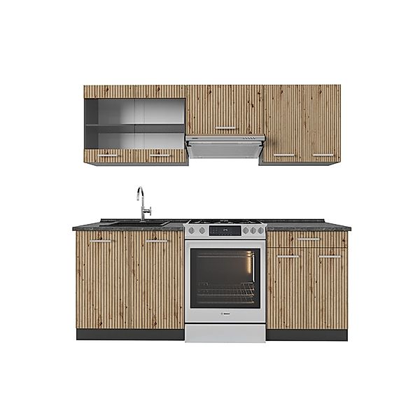 Vicco R-Line Küchenzeile Artisan Eiche/Anthrazit 200 cm AP Anthrazit ohne E günstig online kaufen