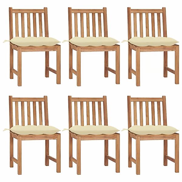 Gartenstühle 6 Stk. Mit Kissen Massivholz Teak günstig online kaufen