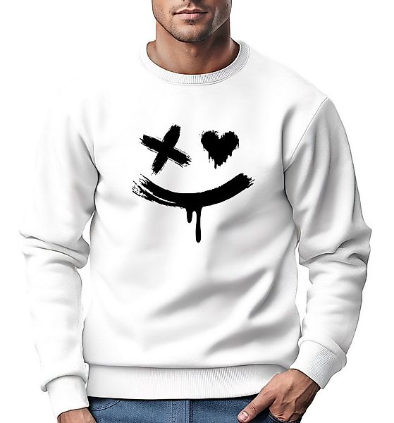 Neverless Sweatshirt Sweatshirt Herren mit Aufdruck Motiv Smile Print Rundh günstig online kaufen