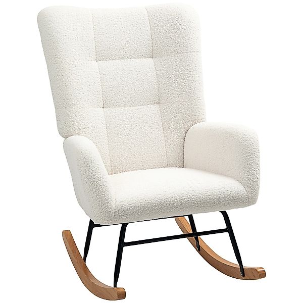 HOMCOM Schaukelstuhl Teddysamt Cremeweiß 94L x 70B x 100H cm günstig online kaufen