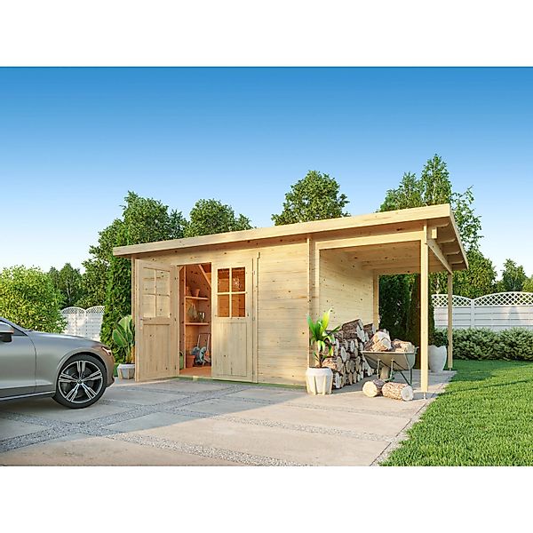 Fjordholz Pultdach Gartenhaus Modell Ezra 5G Grau Imprägniert günstig online kaufen