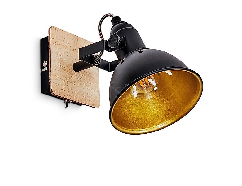 hofstein Wandleuchte »Arazane« Wandlampe aus Metall/Holz in Schwarz/Chrom/G günstig online kaufen