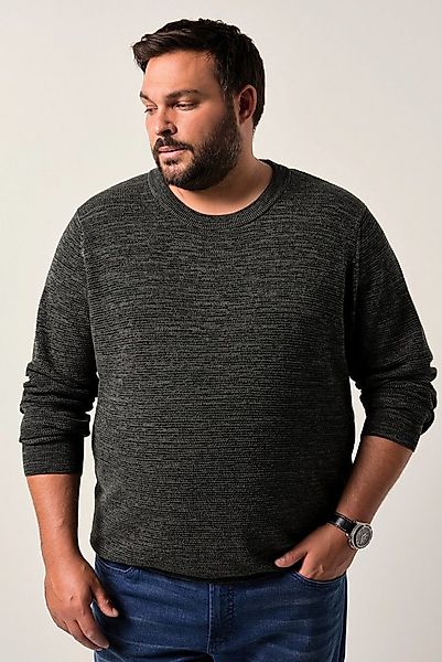 Men Plus Rundhalspullover Pullover Melange-Qualität Baumwolle günstig online kaufen