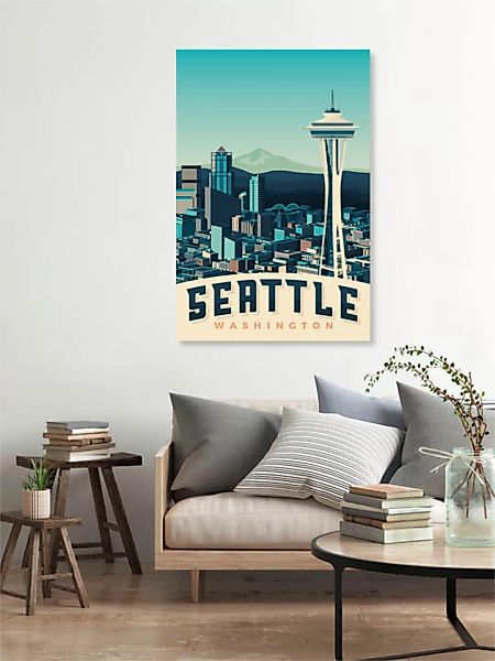 Poster / Leinwandbild - Seattle Vintage Travel Wandbild günstig online kaufen