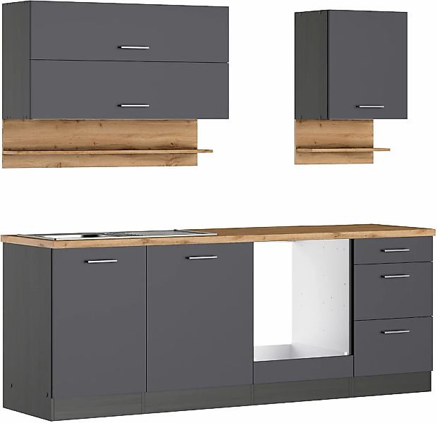 KOCHSTATION Küchenzeile "KS-Milan", 220 cm breit, robuste Metallauszüge, vi günstig online kaufen
