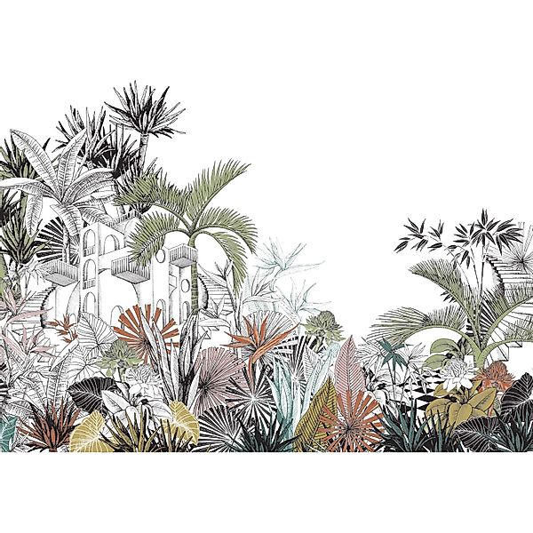 Rasch Digitaltapete Tropical House 688146 Dschungel Dunkelgrün 3 m x 4 m günstig online kaufen