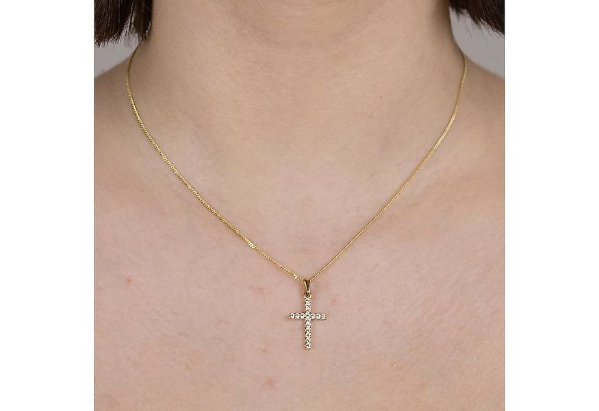 HOPLO Kreuzanhänger Anhänger Kreuz Zirkonia 333 Gold mit vergoldeter Silber günstig online kaufen