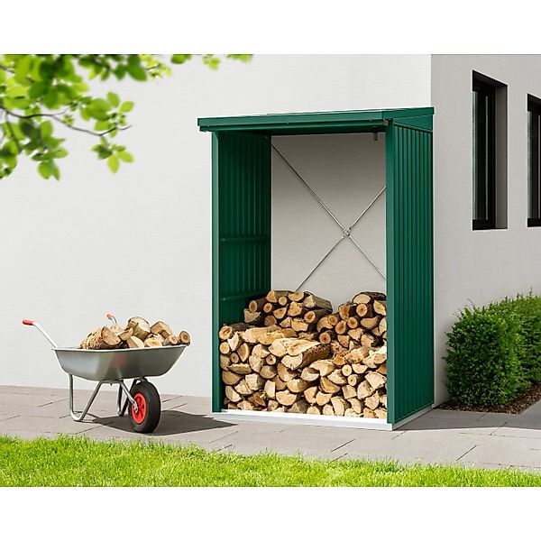 Hörmann Kaminholzregal Trend-V Typ 1 aus Metall RAL6005 Moosgrün günstig online kaufen