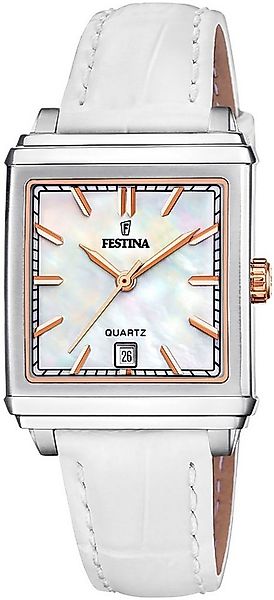 Festina Quarzuhr On The Square F20682/1, Armbanduhr, Damenuhr, Lederarmband günstig online kaufen