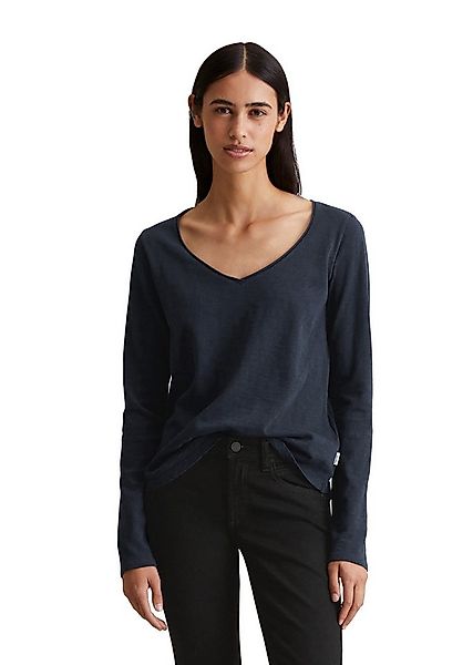 Marc O'Polo DENIM Langarmshirt mit Rollkante am V-Ausschnitt günstig online kaufen