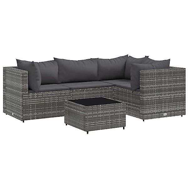 vidaXL Gartenlounge-Set 5-tlg. Garten-Lounge-Set mit Kissen günstig online kaufen