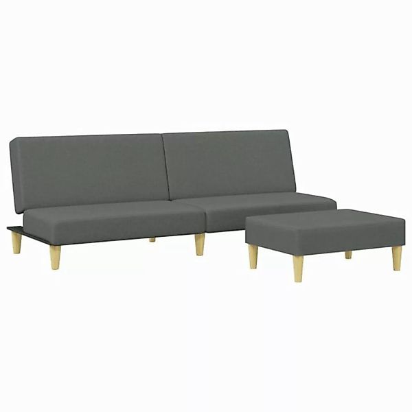 vidaXL Schlafsofa, Sofa 2-Sitzer mit Fußhocker Dunkelgrau Stoff günstig online kaufen