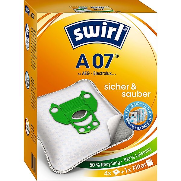 Swirl® Staubsaugerbeutel A 07® EcoPor® 4 St. günstig online kaufen