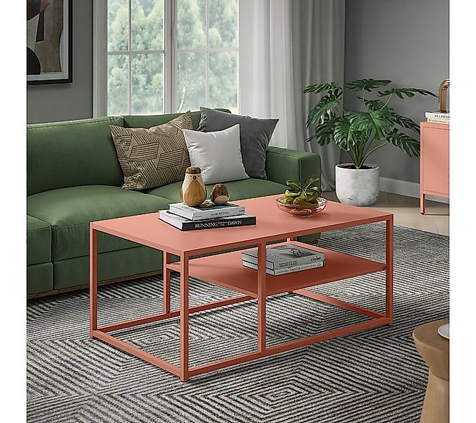 skølm Couchtisch Skadi aus Metall mit 2 Ablagen (Terrakotta), Wohnzimmertis günstig online kaufen