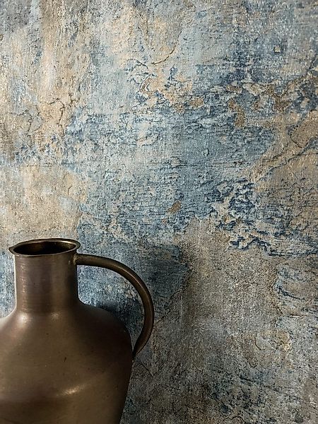 Newroom Vliestapete Gadiel Blue Tapete Betonoptik Beton,Zement, Blau Tapete günstig online kaufen