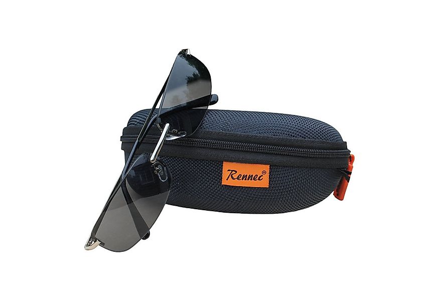 Rennec Sonnenbrille (Edelstahl Sonnenbrille mit Hardcase) Schmal, Randlos, günstig online kaufen