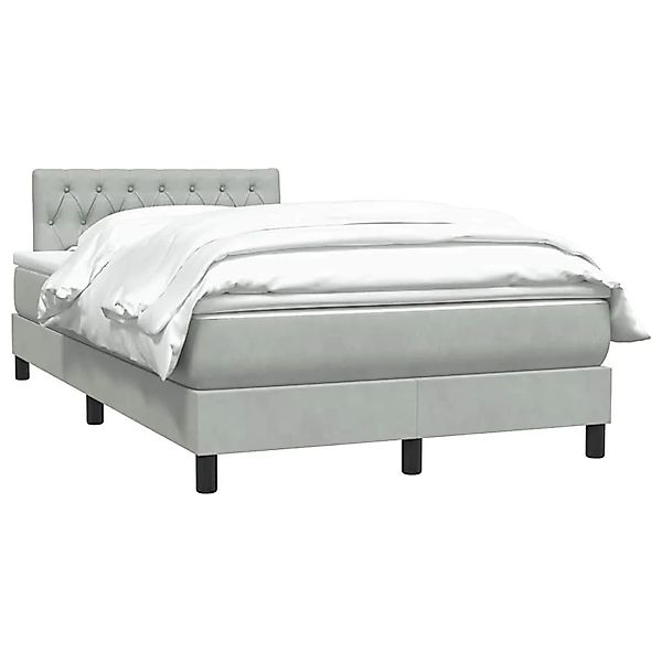 vidaXL Boxspringbett mit Matratze Hellgrau 120x210 cm Samt 3316491 günstig online kaufen