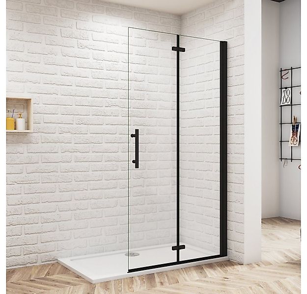 Duschparadies Dusch-Falttür 185cm Schwarz Walk in Dusche Falttür Scharniert günstig online kaufen