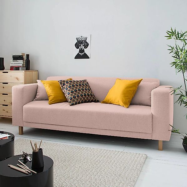 home24 KIYDOO Sofa KiYDOO relax 3-Sitzer Mauve Webstoff 217x76x80 cm günstig online kaufen