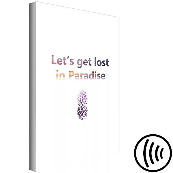 Bild auf Leinwand Lass uns im Paradies verschwinden – bunte Schrift auf Eng günstig online kaufen
