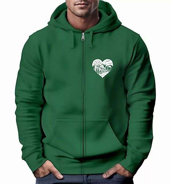 Neverless Sweatjacke Herren Sweatjacke Wandern Herz Print Aufdruck Motiv Zi günstig online kaufen