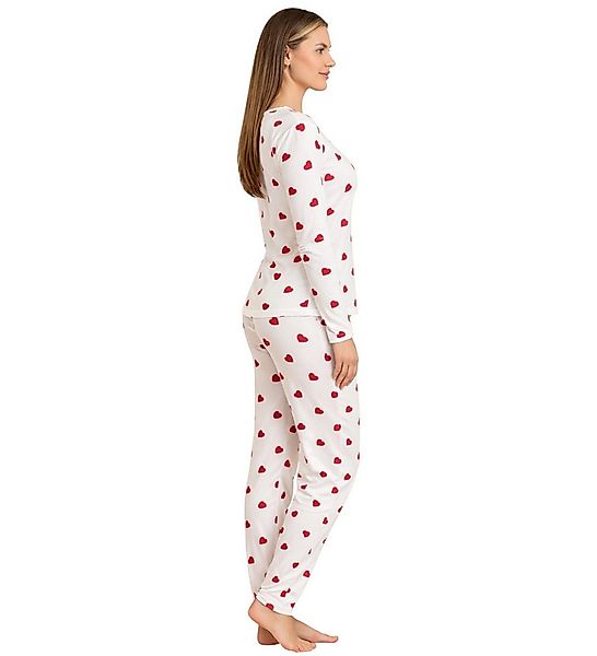 fashionshowcase Pyjama Damen Schlafanzug Set 2-teilig mit Herzmuster – Bequ günstig online kaufen
