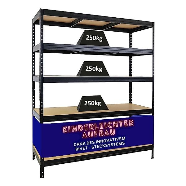 PROREGAL Schwerlastregal Rivet HxBxT 180x150x60 cm Fachlast 250kg Innovativ günstig online kaufen
