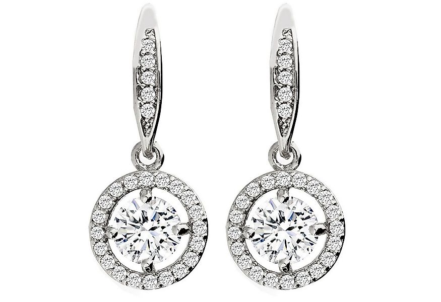 LÖB Paar Ohrhänger 18K Weißgold vergoldet Ohrringe Hängend Zirkonia Kreis A günstig online kaufen