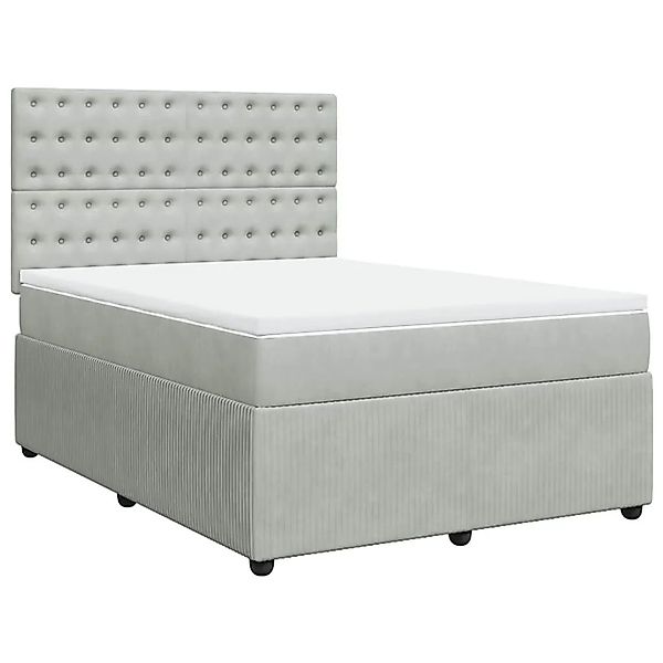 vidaXL Boxspringbett mit Matratze Hellgrau 140x190 cm Samt 3294646 günstig online kaufen