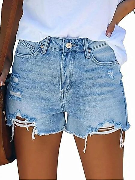 KIKI Jeansshorts Jeans Damen High Waist Ripped Stretch Denim Hot Pants Jean günstig online kaufen