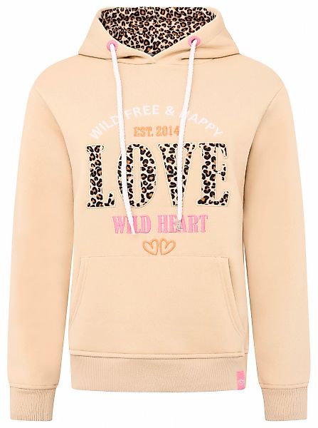 Zwillingsherz Hoodie ""Wild Love"", mit Wording Leo Love und Stickerei günstig online kaufen