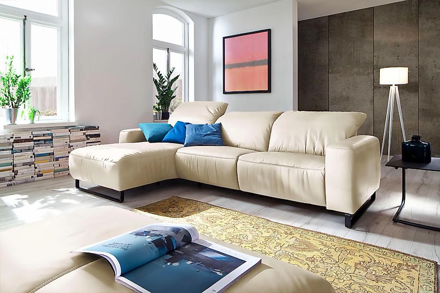 Home affaire Ecksofa »Juist L-Form«, mit Kopfteilverstellung und schwarzen günstig online kaufen