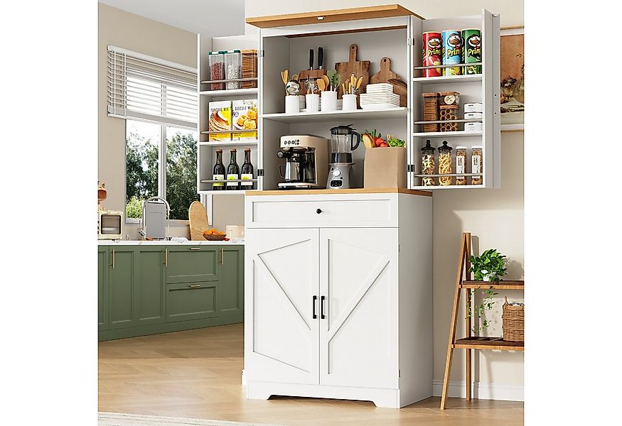 Flieks Hochschrank Küchenschrank mit Türablagen und Schubladen (1-St., B80/ günstig online kaufen