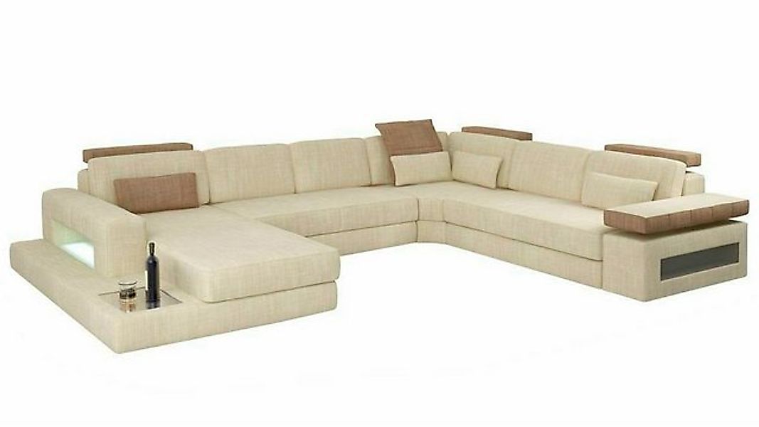 JVmoebel Ecksofa U-Form Bettfunktion Couch Polster Textil Eck Wohnlandschaf günstig online kaufen