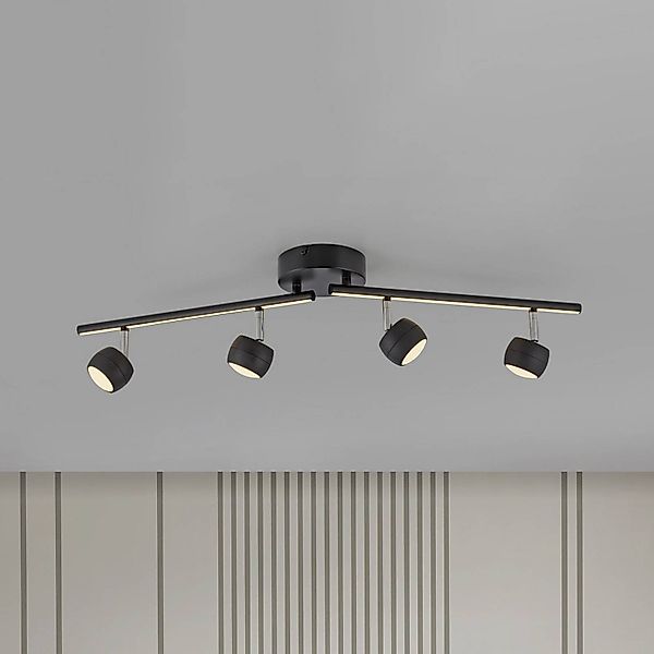 JUST LIGHT. LED-Deckenspot Jarik, 4-fl., schwarz, 3.000 K günstig online kaufen