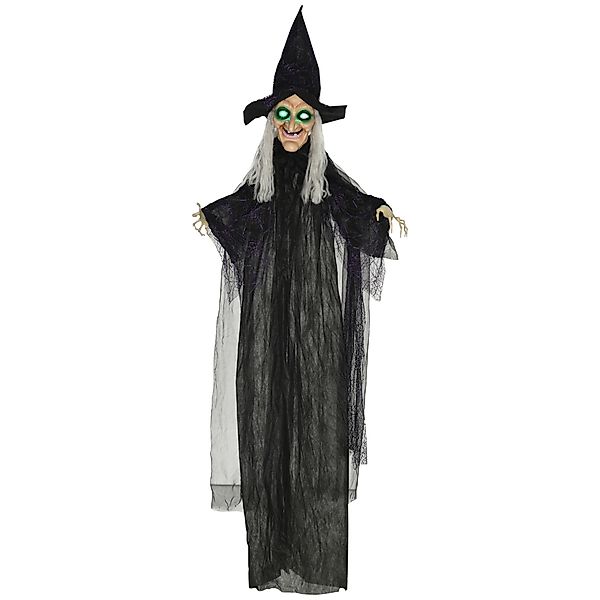 HOMCOM 183cm Halloween Dekoration Halloween-Hexe mit LED-Lichter, Soundfunk günstig online kaufen
