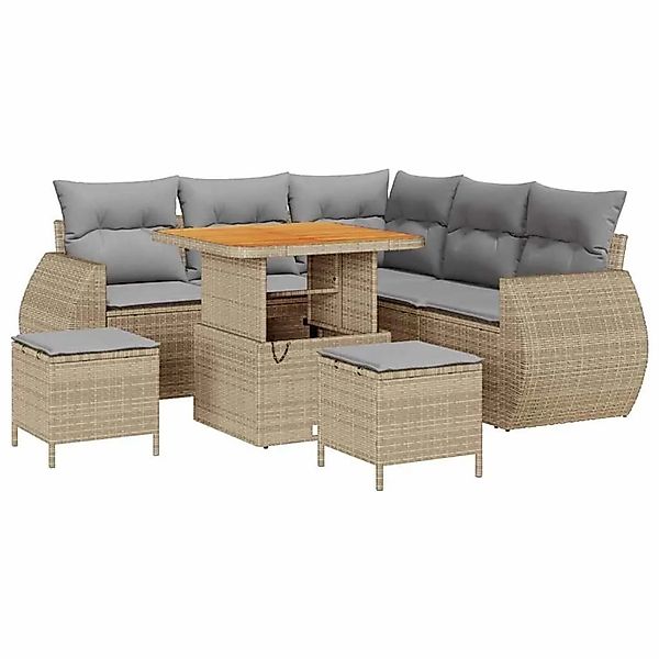 vidaXL Gartensofa-Set mit Kissen 8 Stk Beige und Hellgrau Poly-Rattan 33638 günstig online kaufen