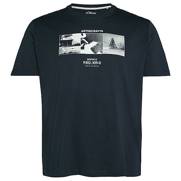 s.Oliver Rundhalsshirt s.Oliver T-Shirt Frontprint Arts&Crafts navy XXL günstig online kaufen