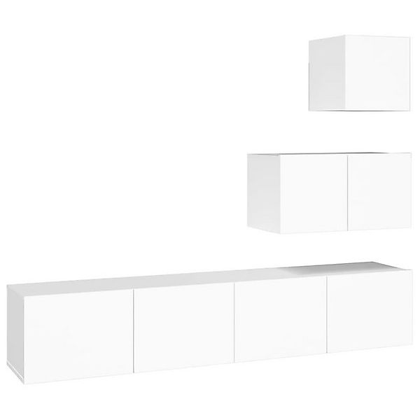 vidaXL TV-Schrank 4-tlg. TV-Board-Set Weiß Holzwerkstoff günstig online kaufen