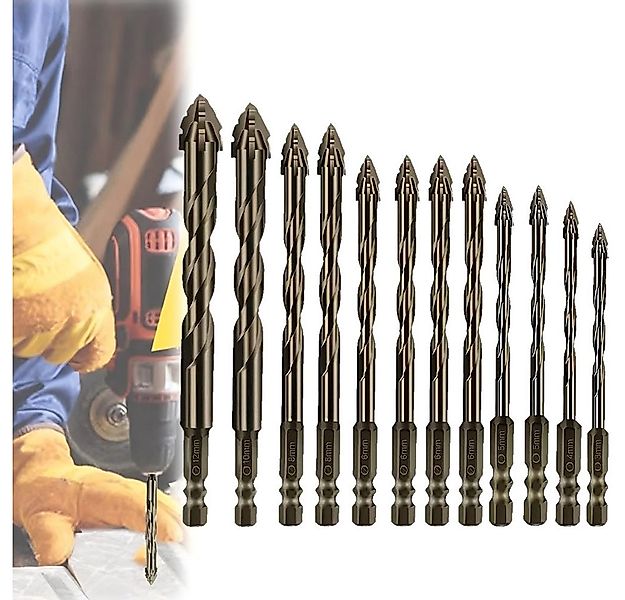 JOYOLEDER Fliesenbohrer 12-teiliger neuer vierschneidiger Sägezahn-Exzenter günstig online kaufen